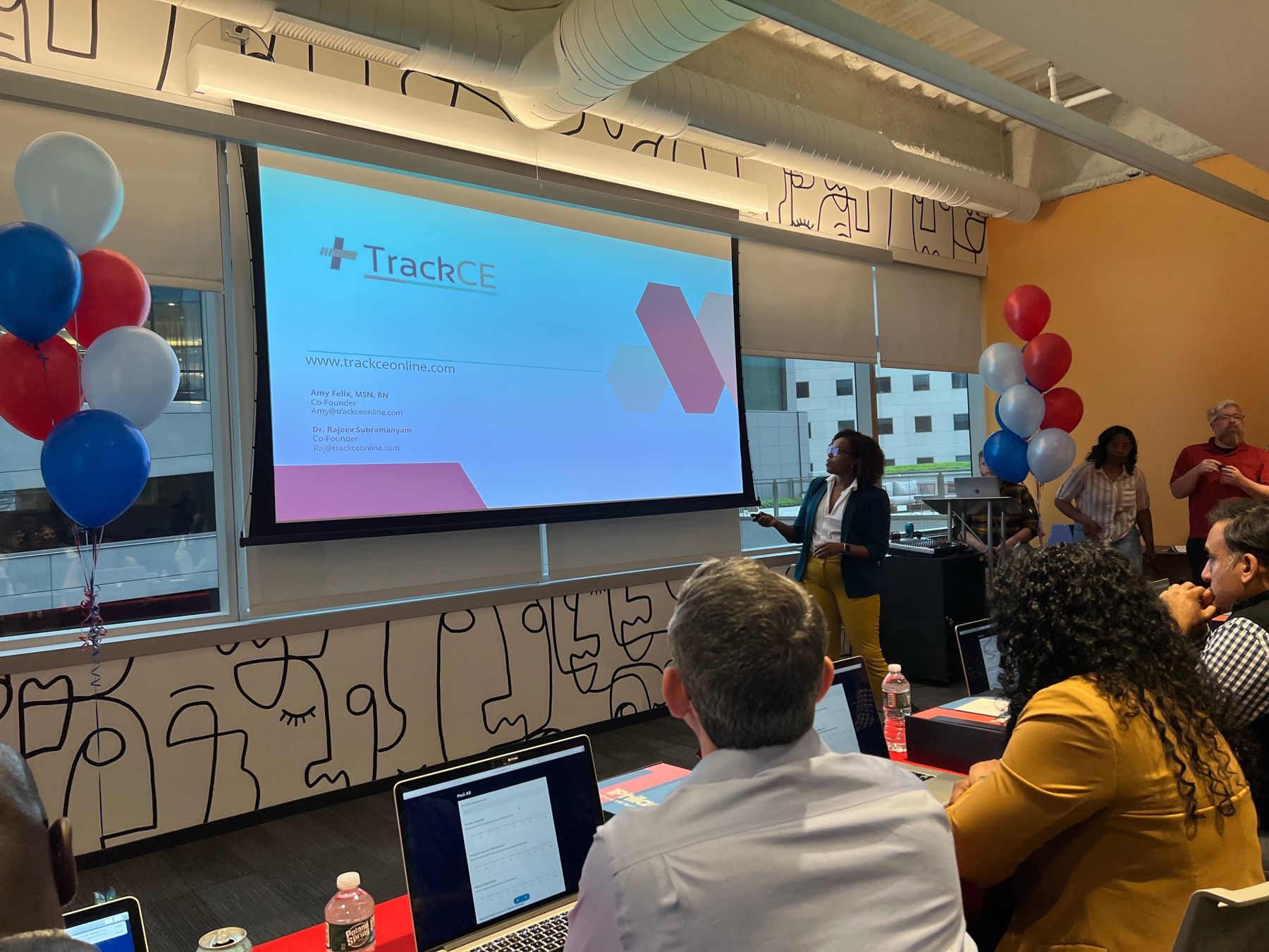 Amy presenting to a room